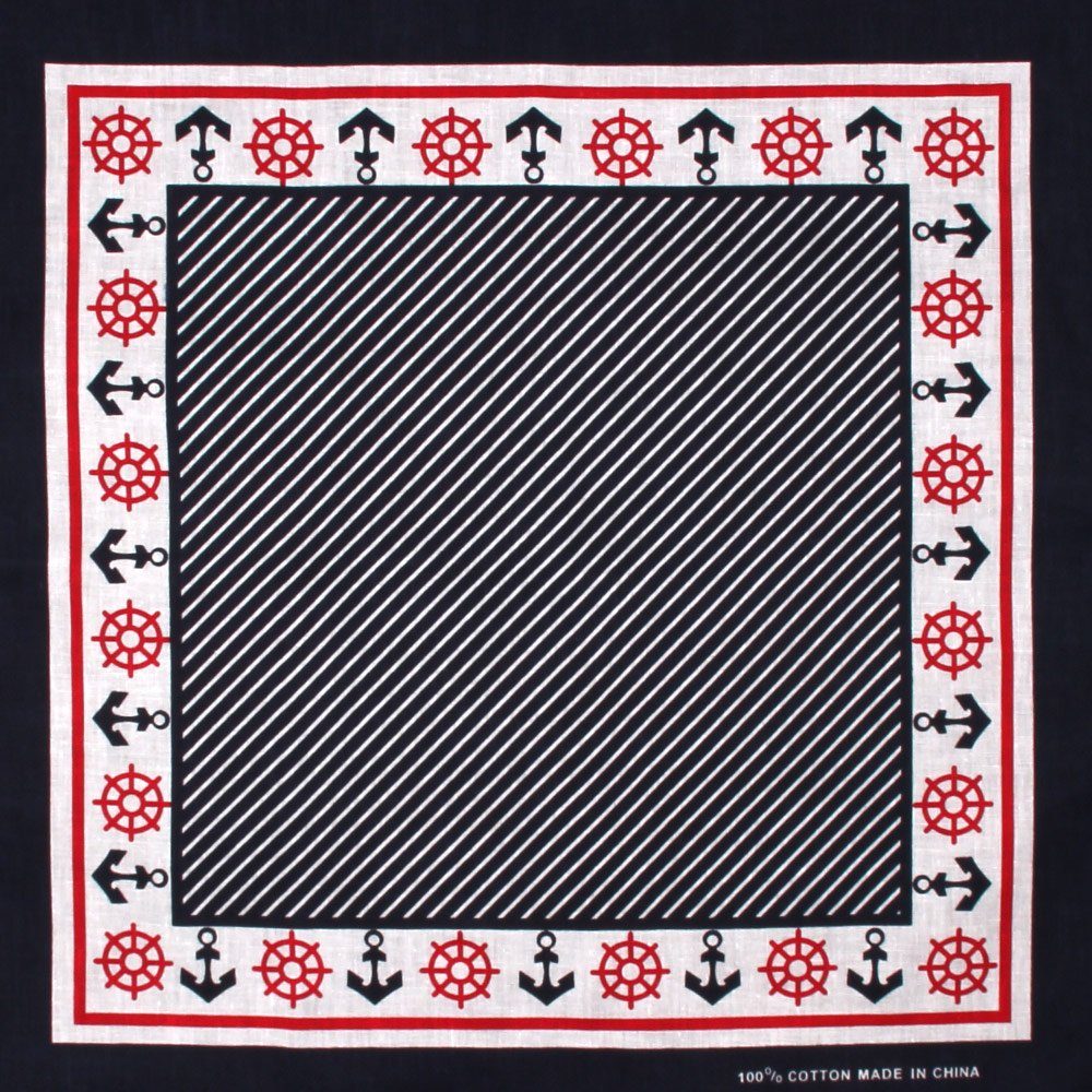 Goodman Design Bandana Kopftuch Halstuch schwarz weiß Anker Steuerräder maritim, 100% Baumwolle