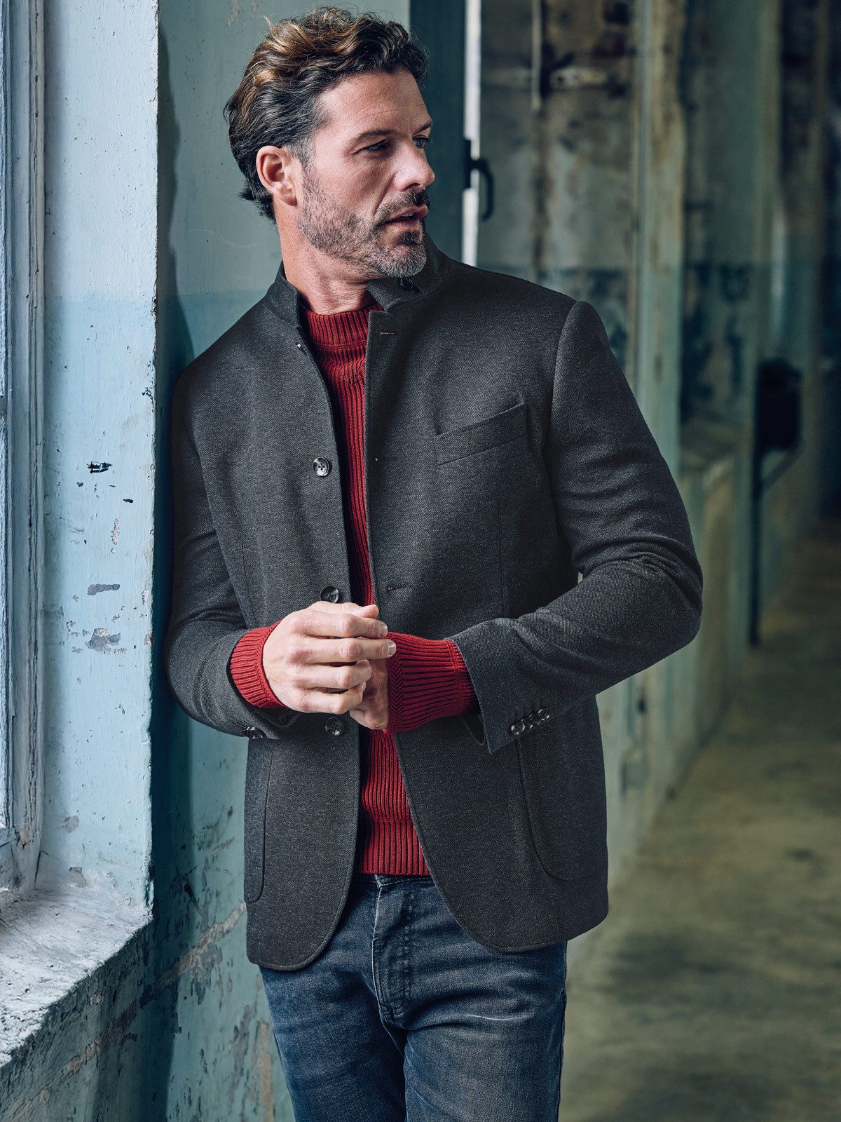 emilio adani Sakko emilio adani Herren Freizeit-Sakko slim fit, Anthrazit