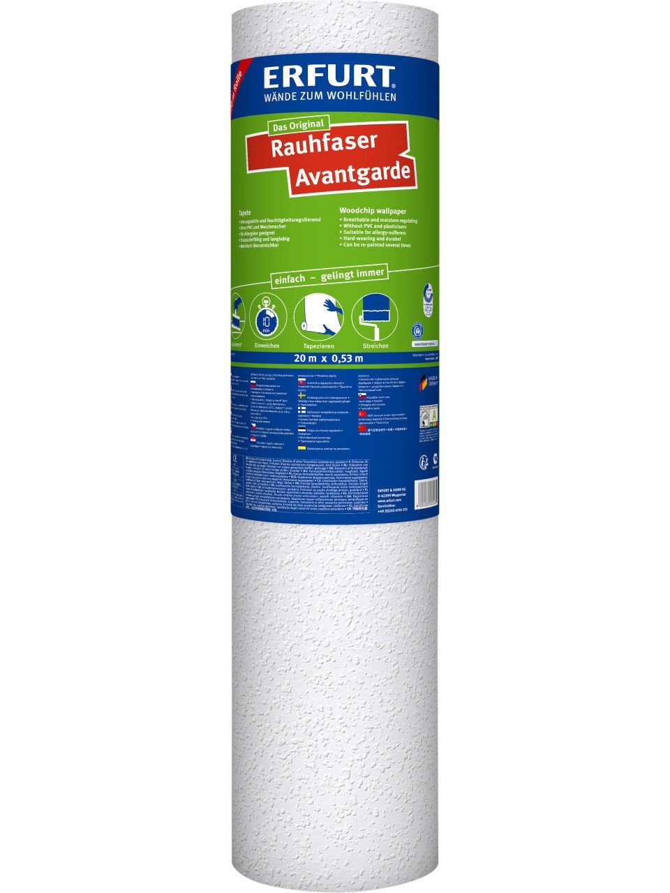 ERFURT Papiertapete Erfurt Rauhfaser Avantgarde weiß 20 x 0,53 m