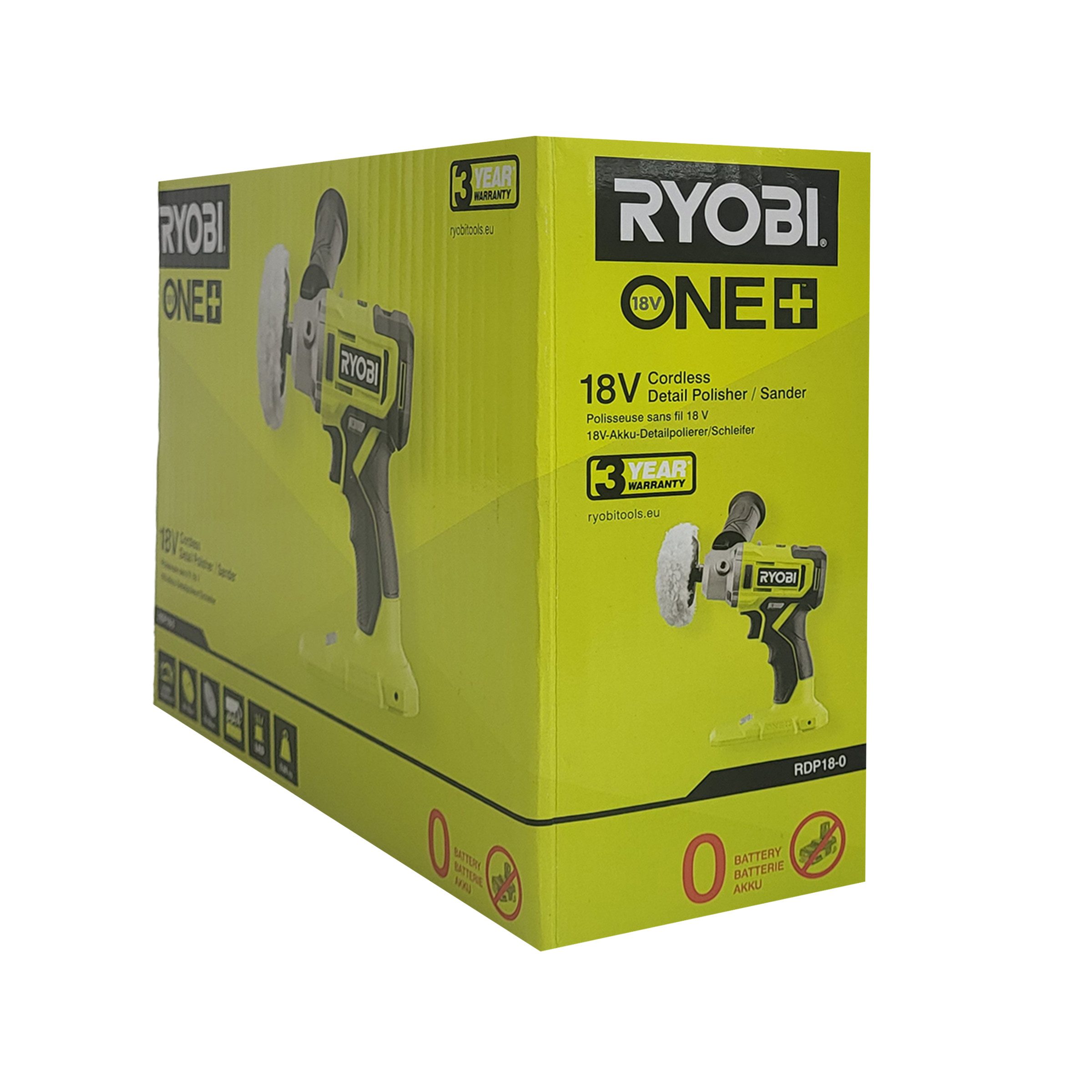 RYOBI Akku-Exzenterschleifer Ryobi RDP18-0 - Akku-Poliermaschine 18 V ONE+ (ohne Akku), (1 tlg)