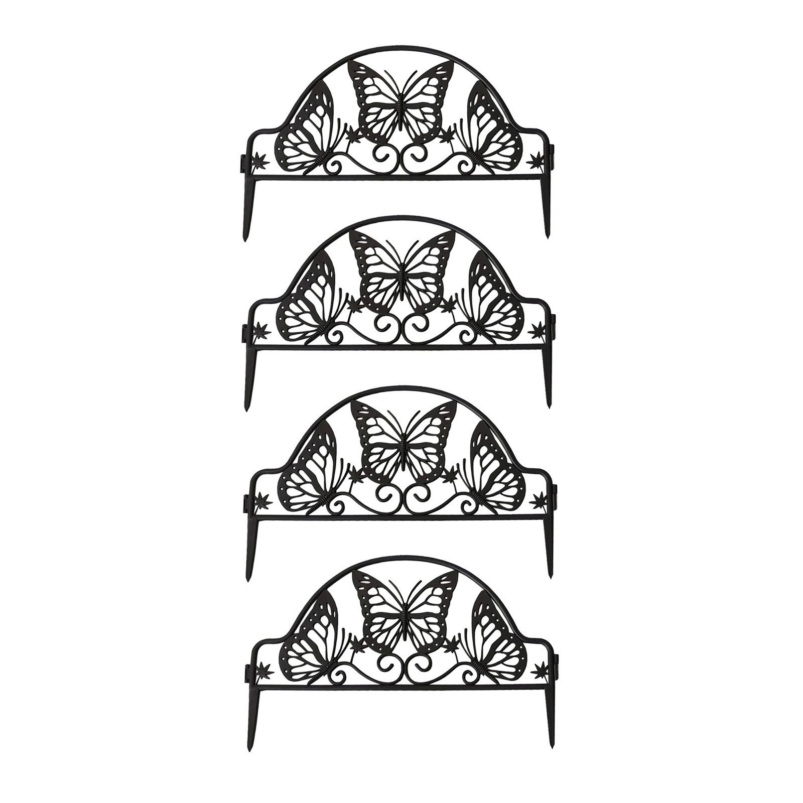 HTI-Living Beetbegrenzung Beeteinfassung 200 cm, LxH: 50x31.5 cm, Set, 4 Zaunelemente inkl. Solarbeleuchtung, Zierzaun Beetumrandung Beetbegrenzung