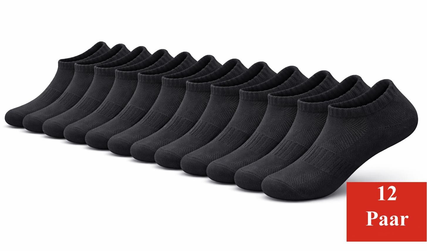 EloModa Sportsocken Sportsocken Herren mit Frottee-Sohle – Atmungsaktiv & Gepolstert für (12-Paar) Dämpfung