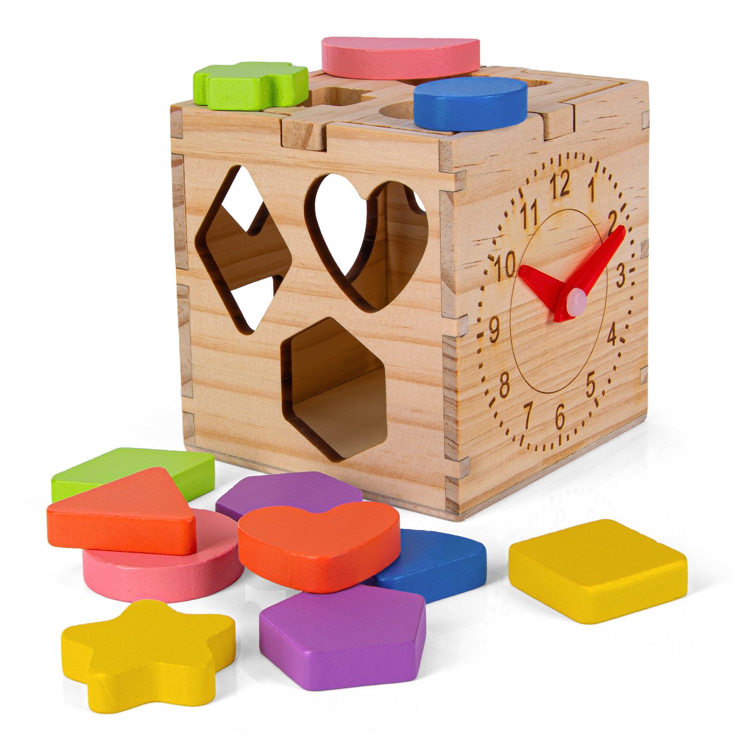 all Kids United Steckspielzeug Steckspielzeug Holz – 13-tlg. Lernwürfel Puzzlebox für Kleinkinder, (Holz-Würfel, 12-tlg), Puzzle Steckbox für Kleinkinder