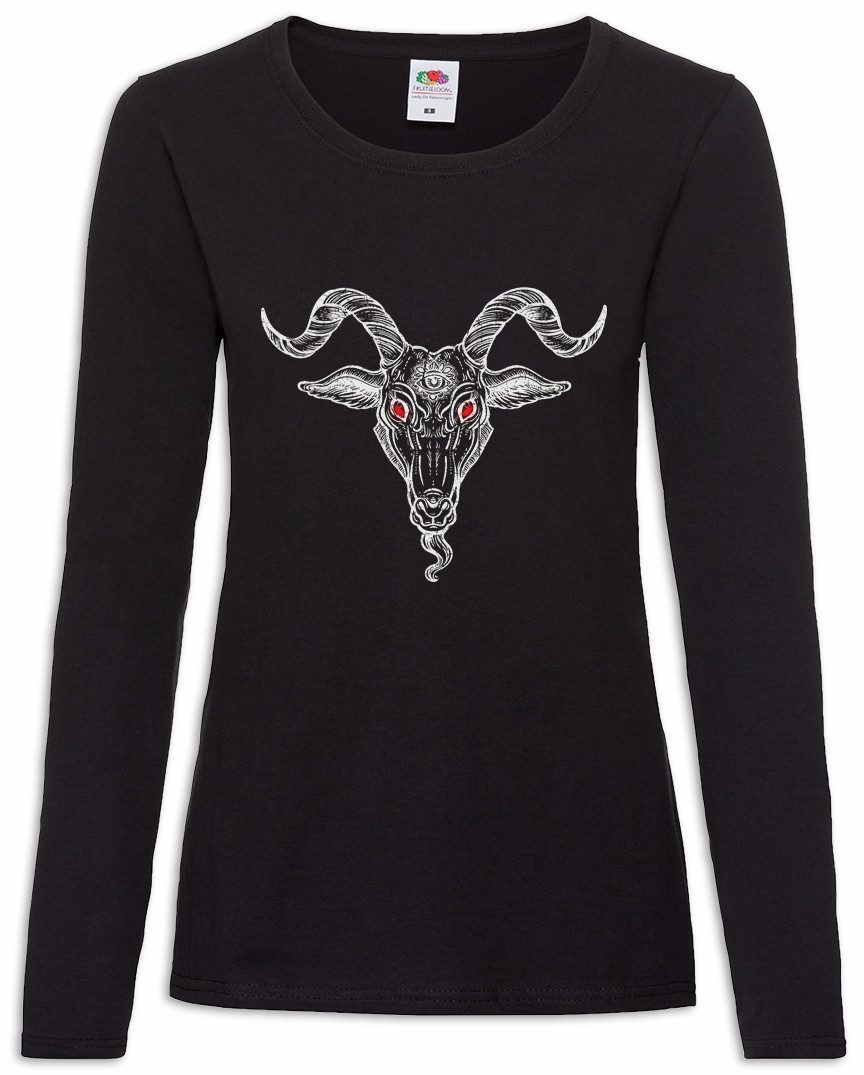 Langarmshirt Baphomet Head Damen Langarmshirt Aleister Pentagram Religion 666 Satan