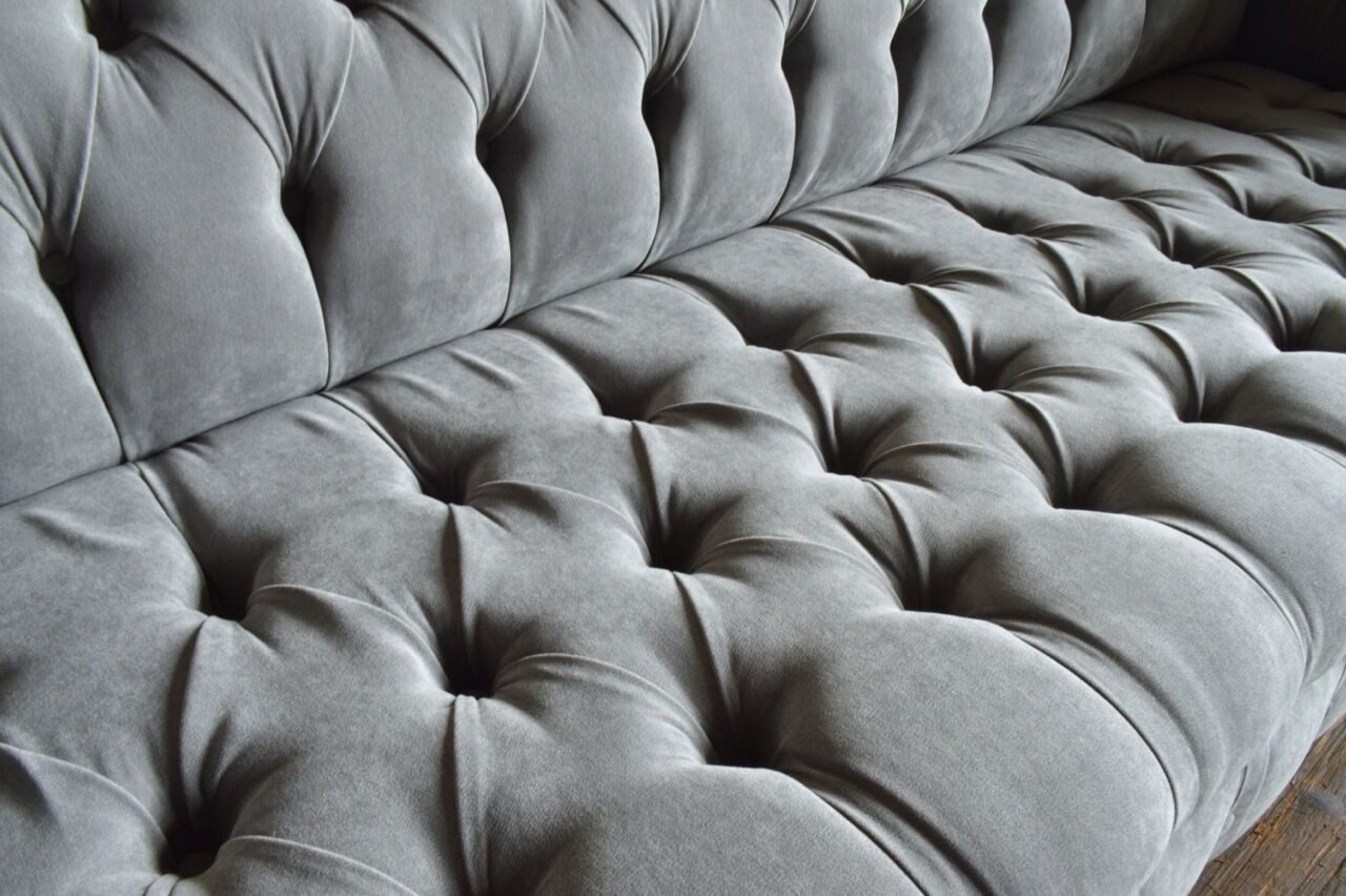 Xlmoebel Chesterfield-Sofa Klassisches Chesterfield-Sofa in grauem Leder, Hergestellt in Europa