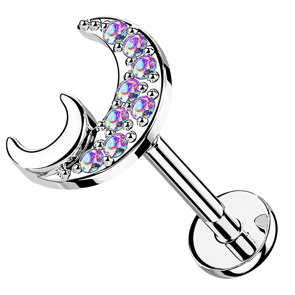 Taffstyle Piercing-Set Labret Piercing flache Rückseite Zirkonia Halbmond R günstig online kaufen