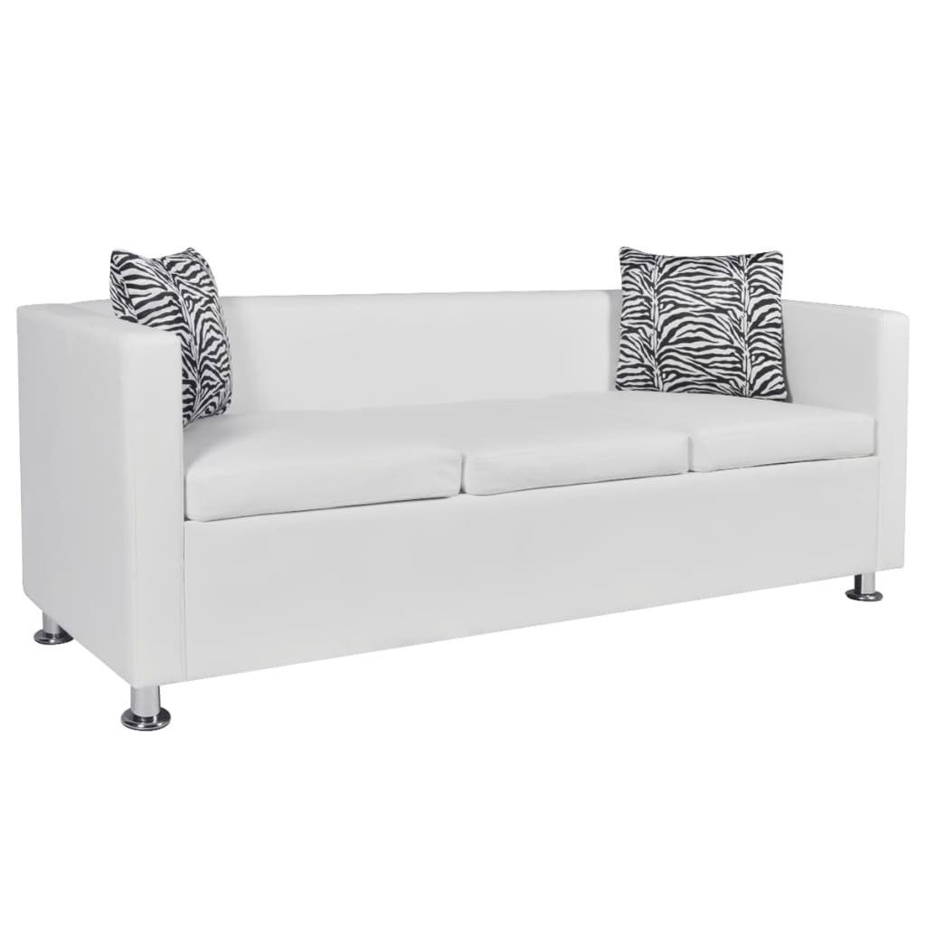 Sofa Wohnzimmer, Weiß 1 Kunstleder 3-Sitzer Loungesofa DOTMALL für Teile,