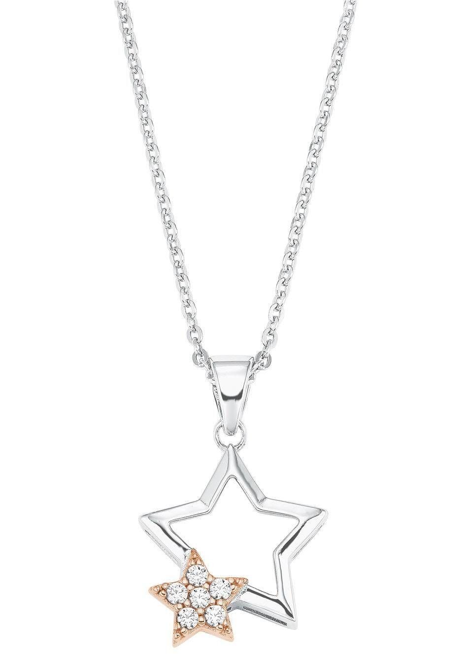 Amor Kette mit Anhänger Sterne, mit Zirkonia (synth)