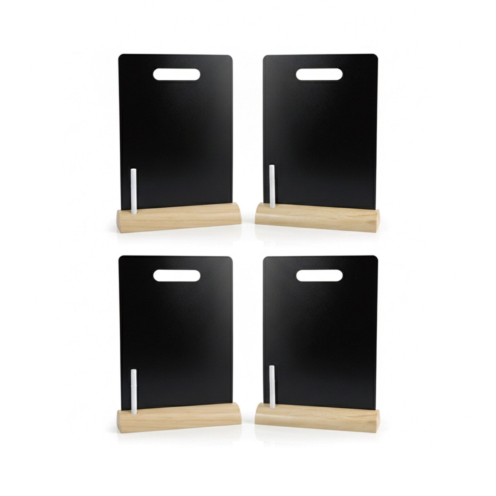 HAC24 Standtafel Tischaufsteller Kreidetafel Tisch Aufsteller Ständer, (4-tlg), DIN A4 mit Holzfuß inkl. Stift Doppelseitig