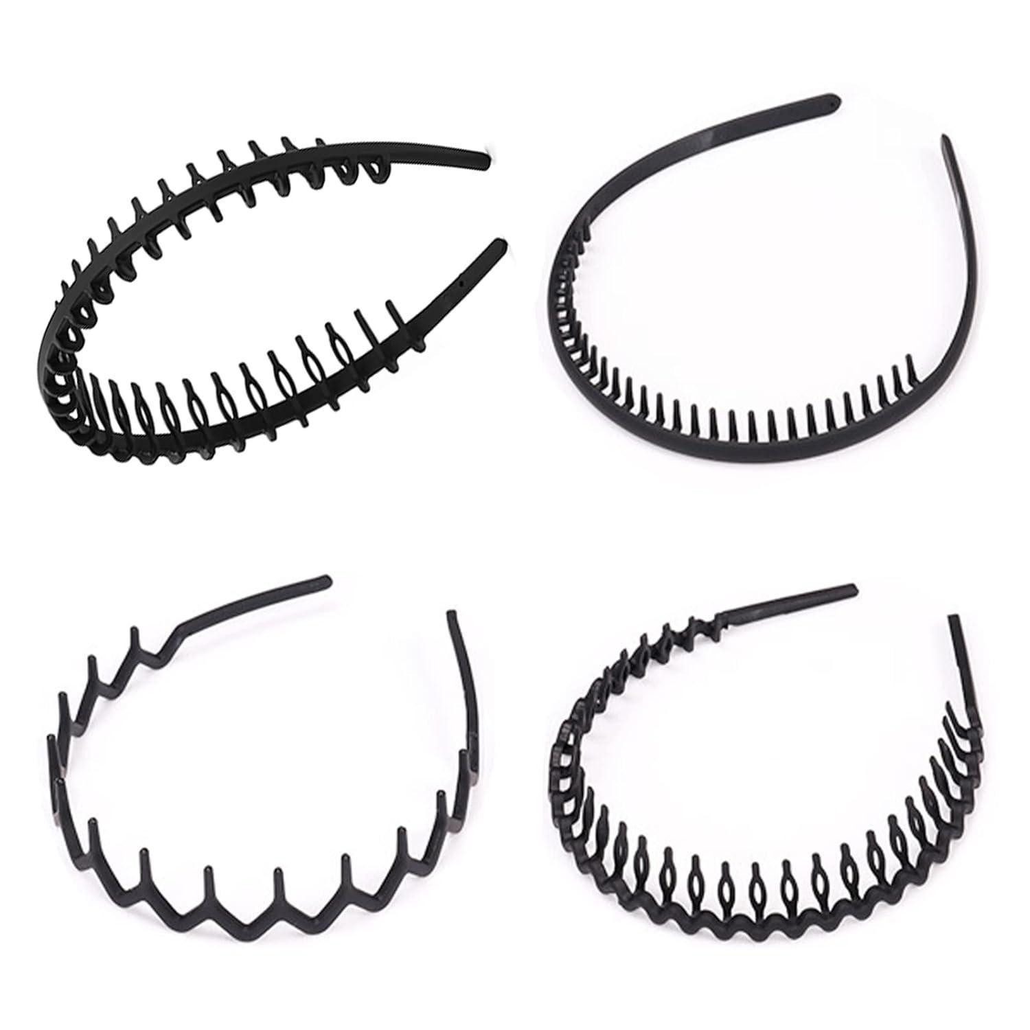 LuxusKollektion Haarreif Haarband Elastisches Haarreifen Männer 4er Pack Schwarz Rutschfest