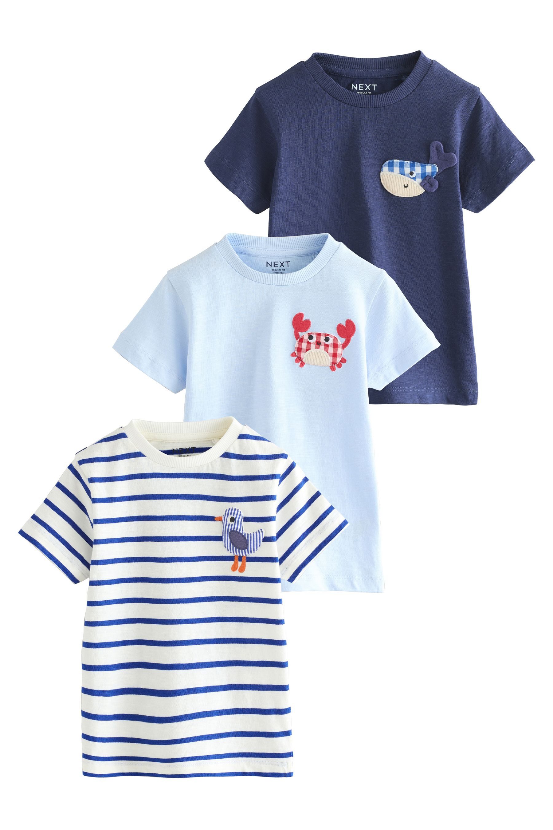 Next T-Shirt T-Shirts mit Applikation, 3er-Pack (3-tlg)