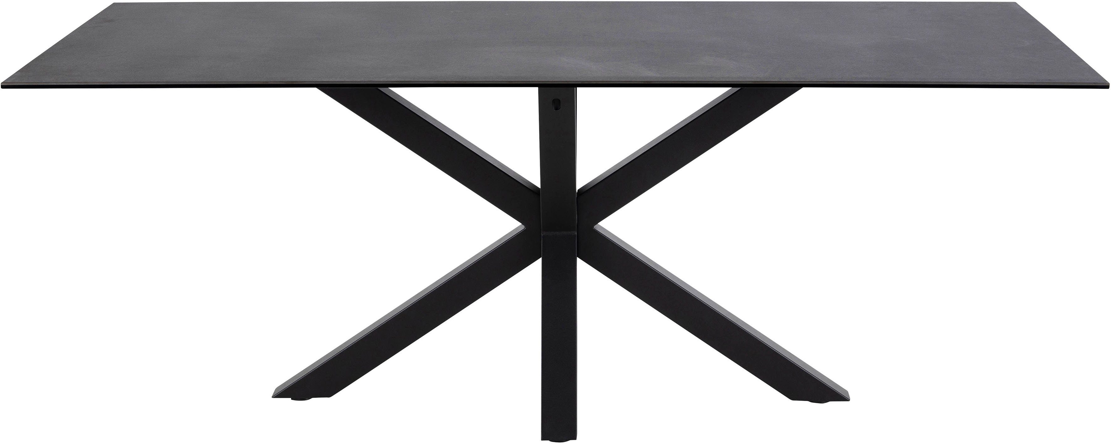 ACTONA GROUP Esstisch Heaven mit Keramikplatte & stabilem Stahlgestell, mehrere Varianten (Breite: 135, 160 und 200 cm), mit einer schwarzen Keramik-Optik Tischplatte, Breite 200 cm
