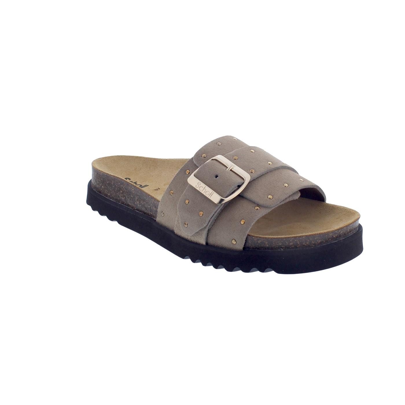 Scholl Scholl Joyce Pantolette Dark Beige Suede - Veloursleder Pantolette günstig online kaufen