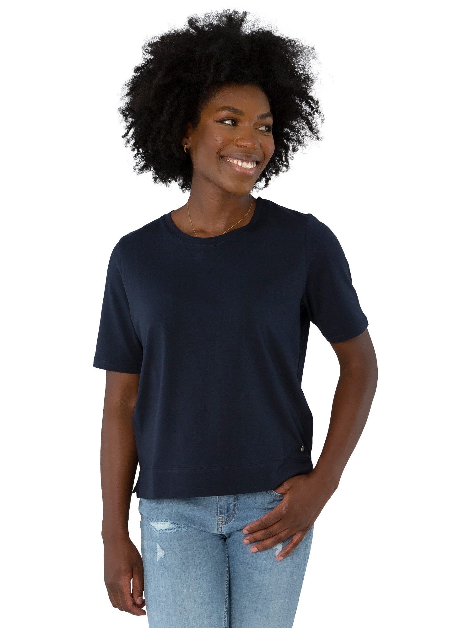 Gio Milano Kurzarmshirt G30-1116, in verschiedenen Farben kleines Metallherz an der Seite