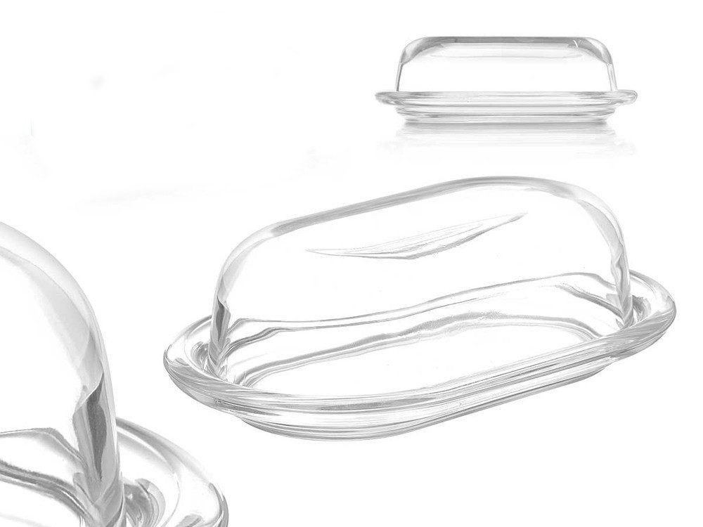 Vivalto Butterdose Butterdose Schale Butter Dose Butterschale Butterglocke Glas, Glas
