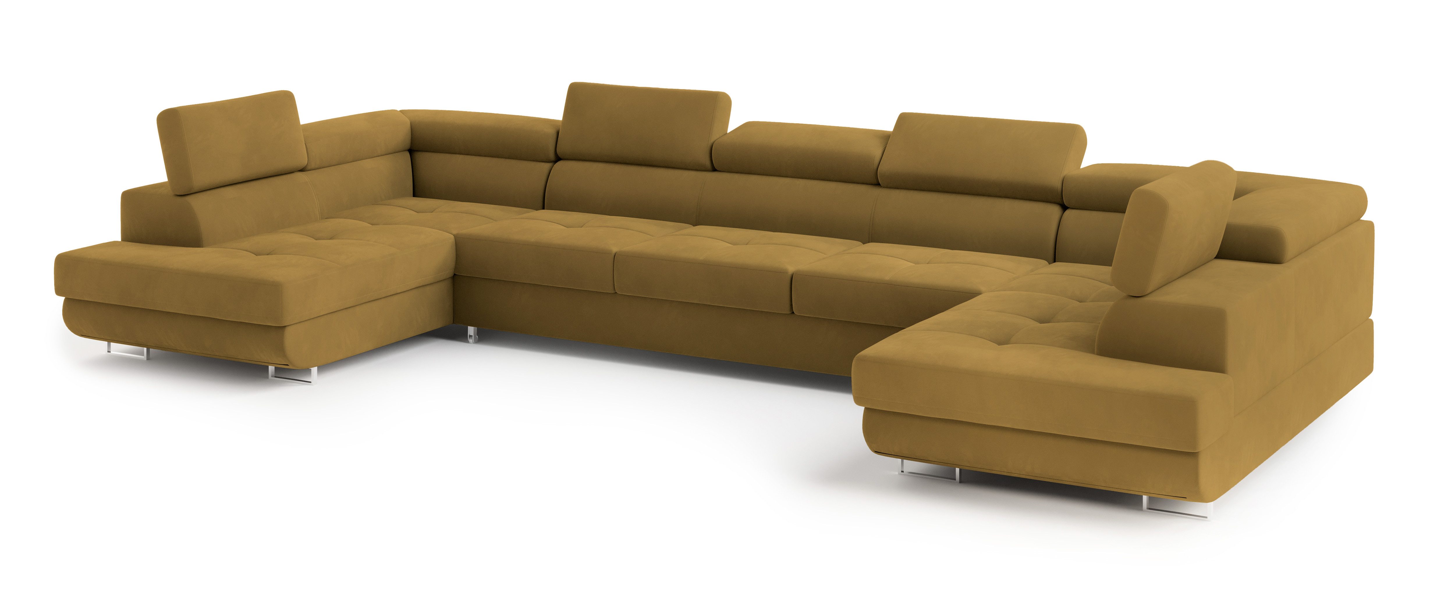 Masseno Ecksofa ISOLANO mit Schlaffunktion U-Form, Sofa mit Bettkasten