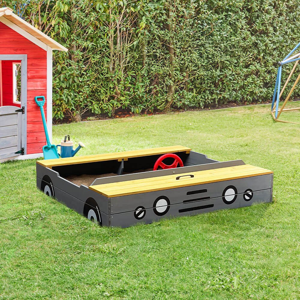 HOME DELUXE Sandkasten KIDDY - 120 x 120 x 20 cm, (inkl. Sitzmöglichkeit & günstig online kaufen