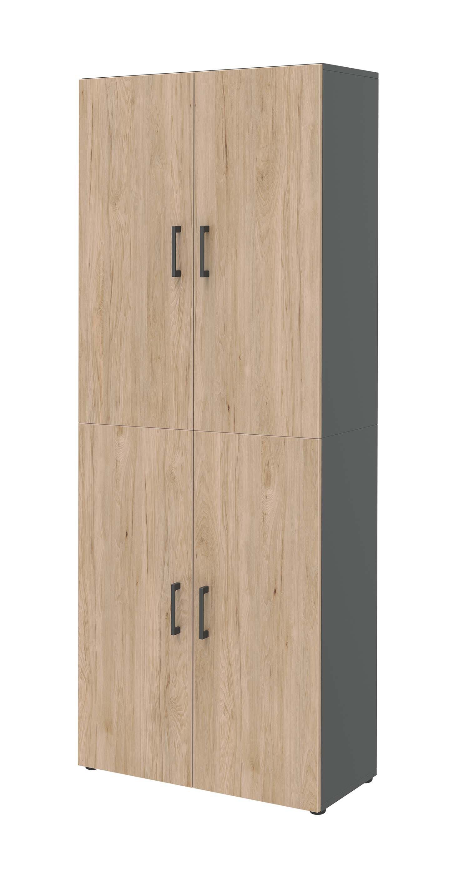 röhr Aktenschrank Aktenschrank VII - viertürig, 6 Fächer - Anthrazit/Hickory