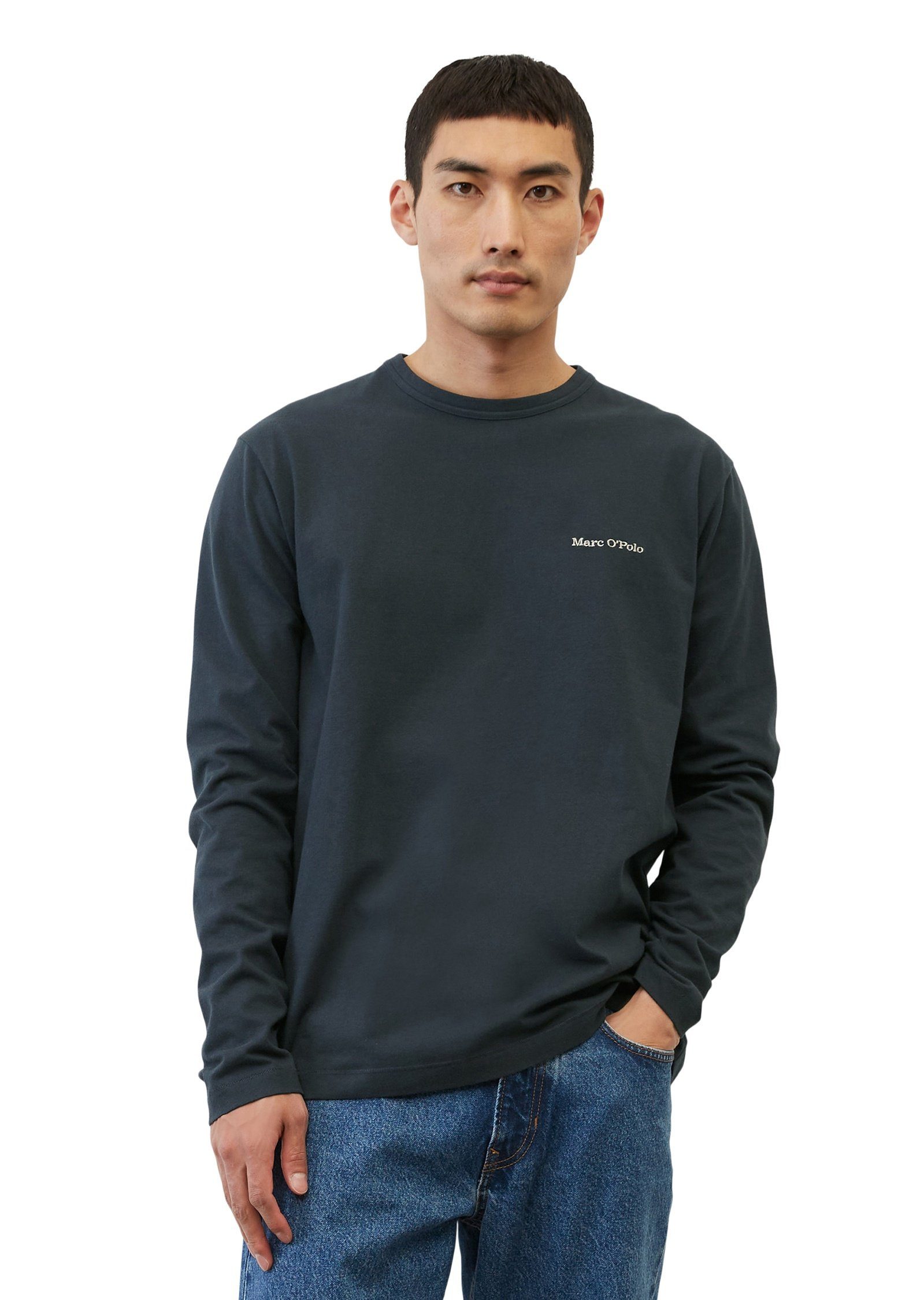 Marc O'Polo Langarmshirt aus mittleschwerer Jersey-Qualität dunkelblau