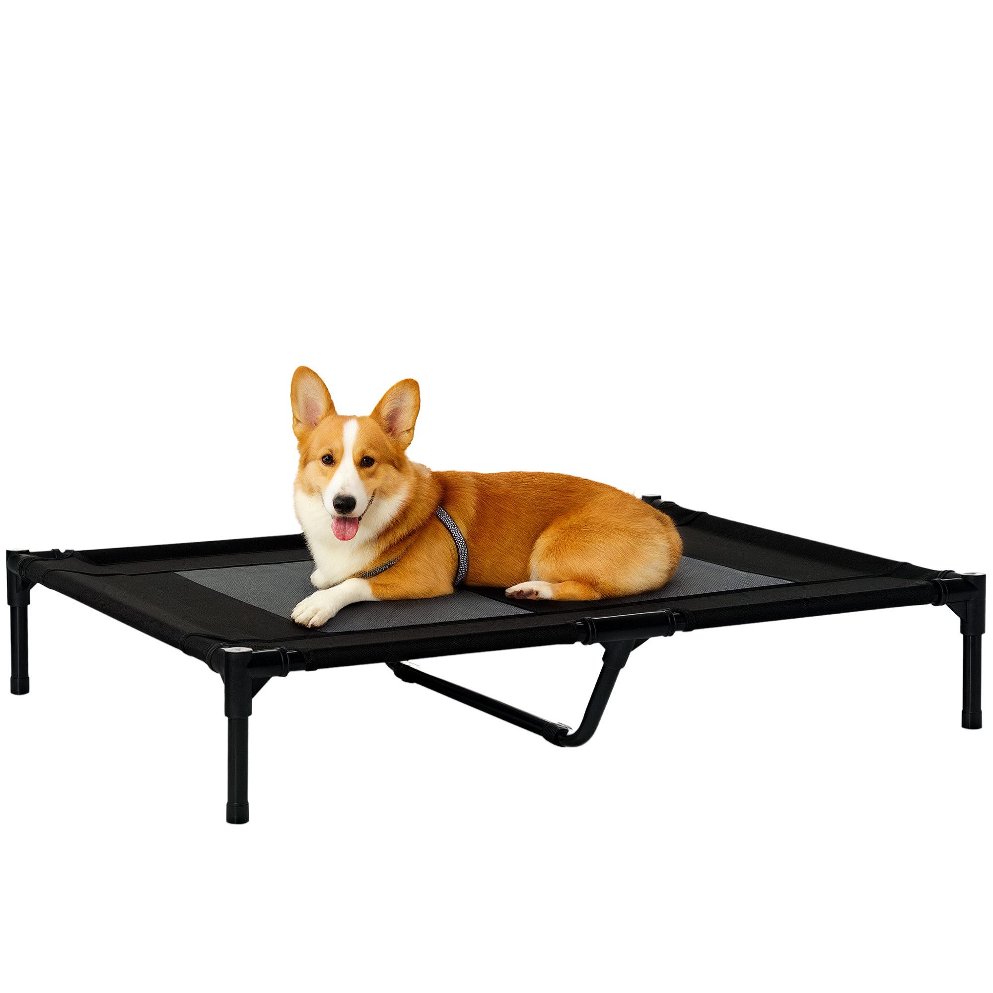 PawHut Tierbett Schlafplatz, Hundesofa, Katzenbett, Oxford-Gewebe, Texteline-Netz, für Garten, Balkon, Schwarz