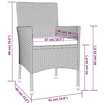 vidaXL Garten-Essgruppe 9-tlg. Garten-Essgruppe mit Kissen Weiß Poly Rattan