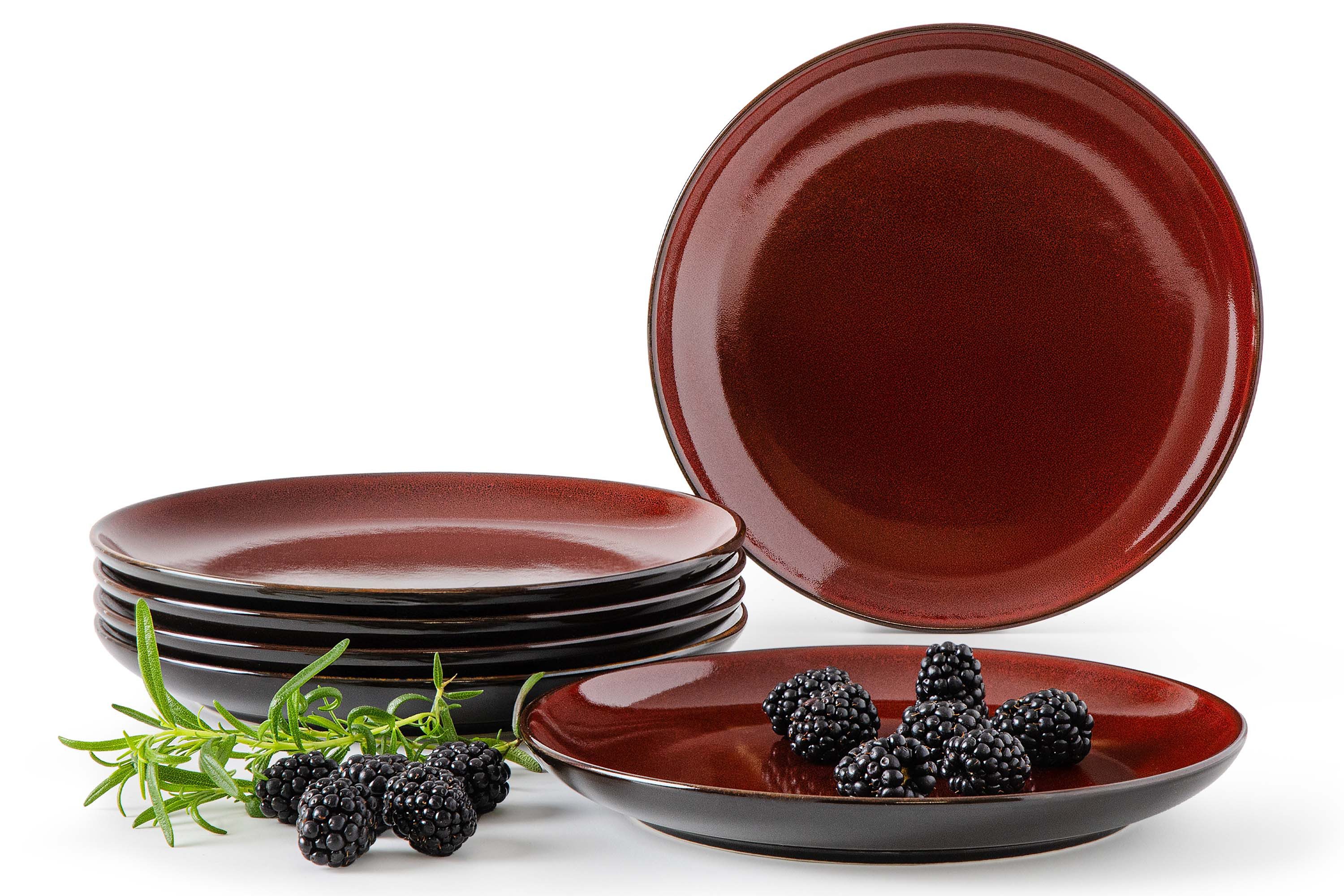 Ritzenhoff & Breker Tafelservice RITZENHOFF & BREKER GAMBIA Tafelservice, 6x Десертная тарелка, KONSIMO (6-tlg), 6 Personen, Steinzeug, Steinzeug, Reaktivglasur, spülmaschinengeeignet, mikrowellengeeignet