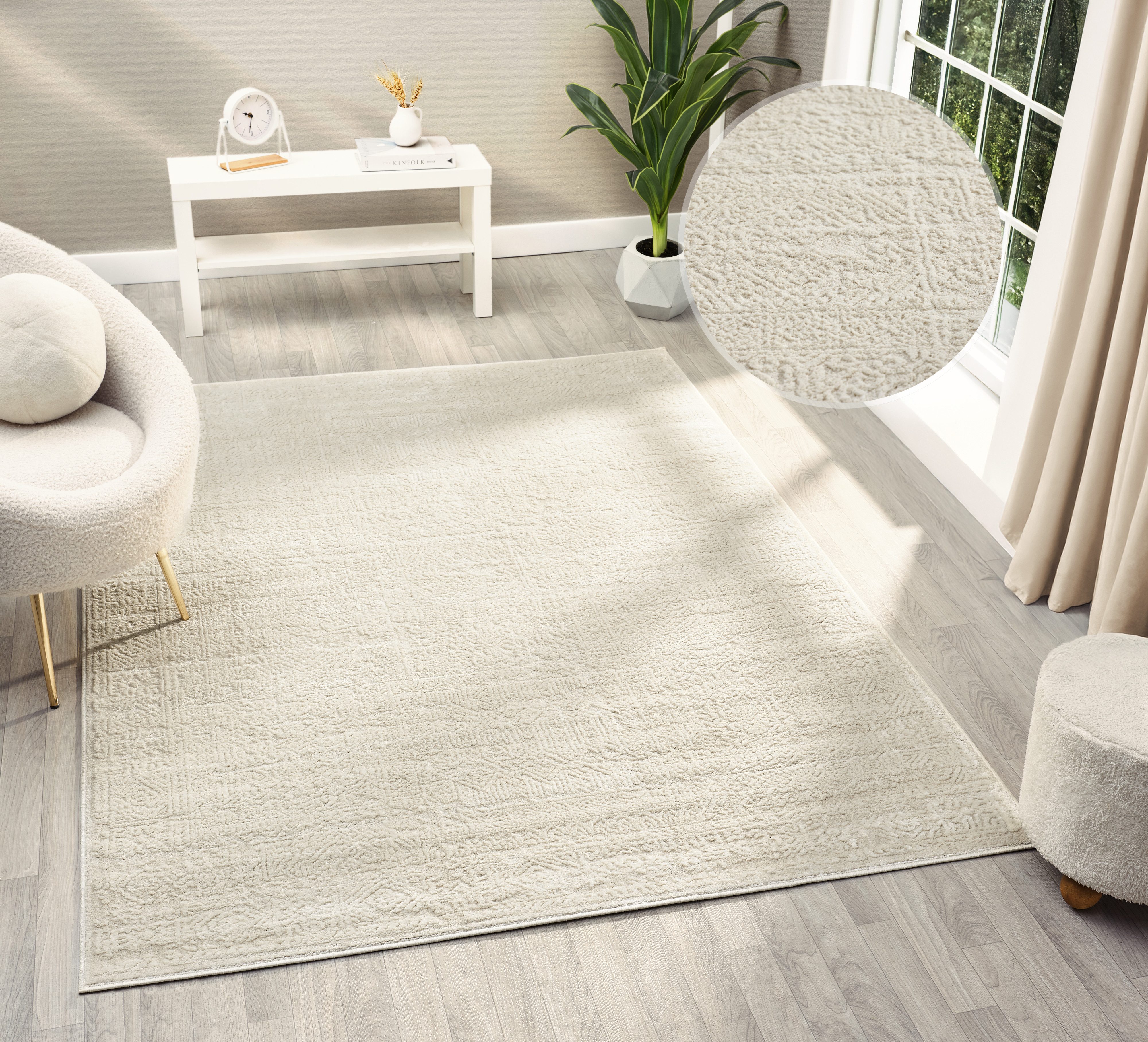 my home Teppich Selin, rechteckig, Höhe: 9 mm, dezenter Glanz, Schrumpf-Garn-Effekt, im Vintage-Look, dichte Qualität