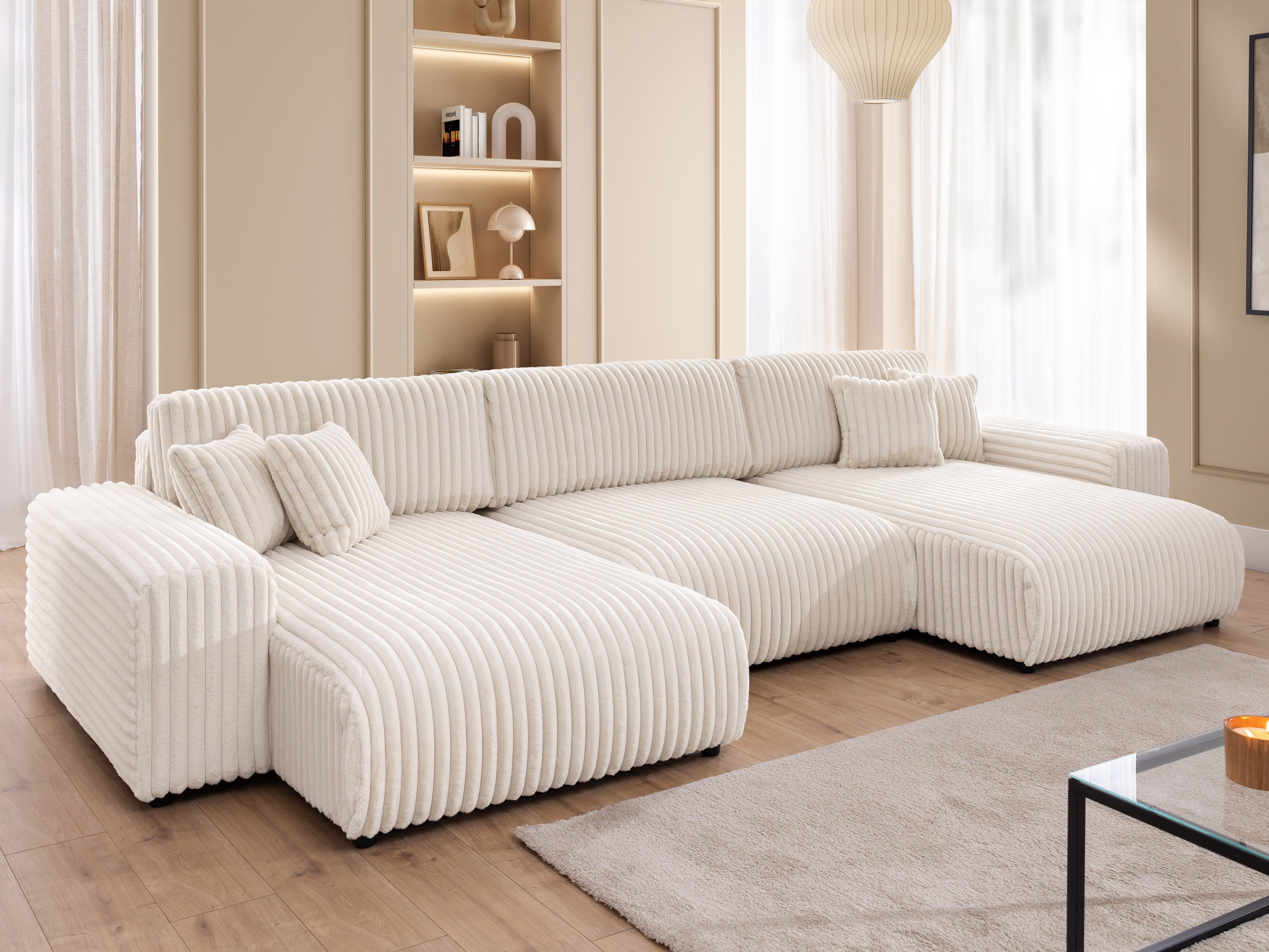 S-Style Möbel Wohnlandschaft Mollis mit Schlaffunktion und Bettkasten aus P günstig online kaufen