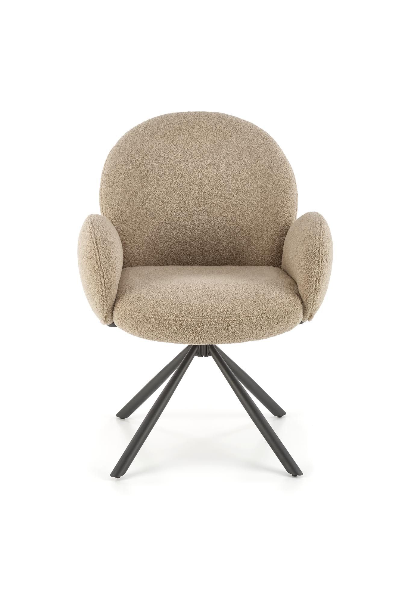 designimpex Esszimmerstuhl Design Esszimmerstuhl STH-444 180 Grad drehbar Teddy Stoff Stuhl
