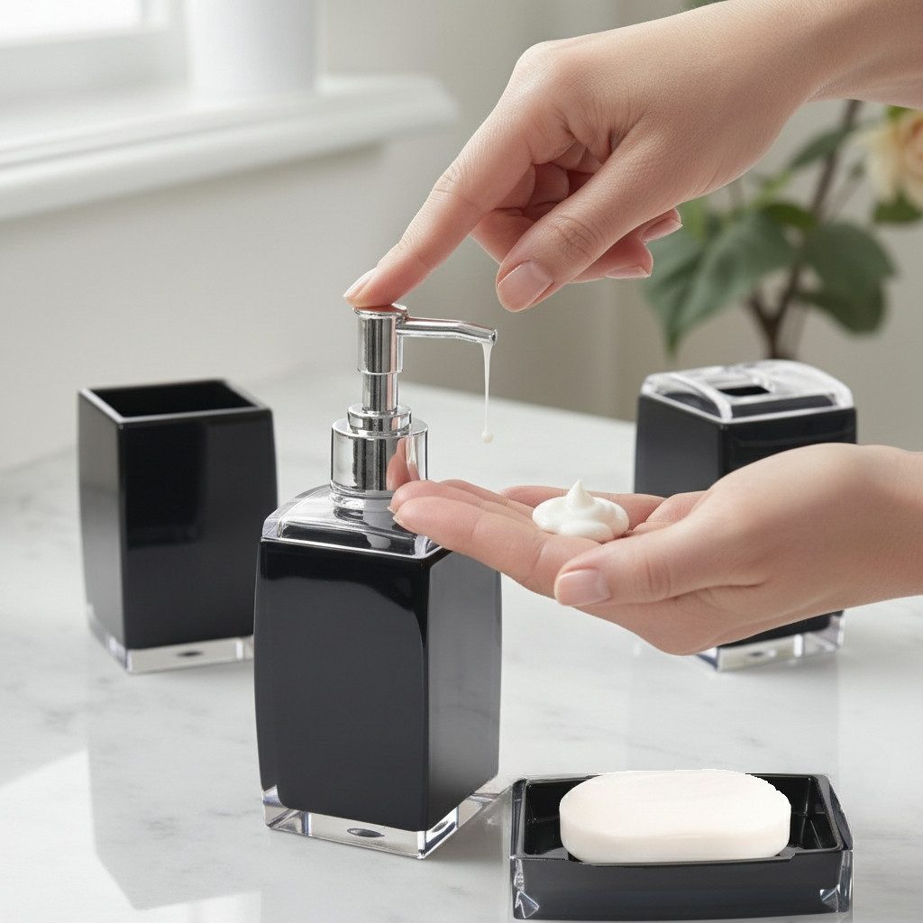 Cheffinger Seifenspender Bad-Accessoire Set Seifenspender Zahnbürstenhalter günstig online kaufen