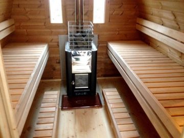 JVmoebel Saunahaus Sauna Holz Garten Holzsauna Outdoor Saunas Trockensauna, BxTxH: 300 x 240 x 260 cm, 46,00 mm, (1-St., 1x Sauna) Made in Europa