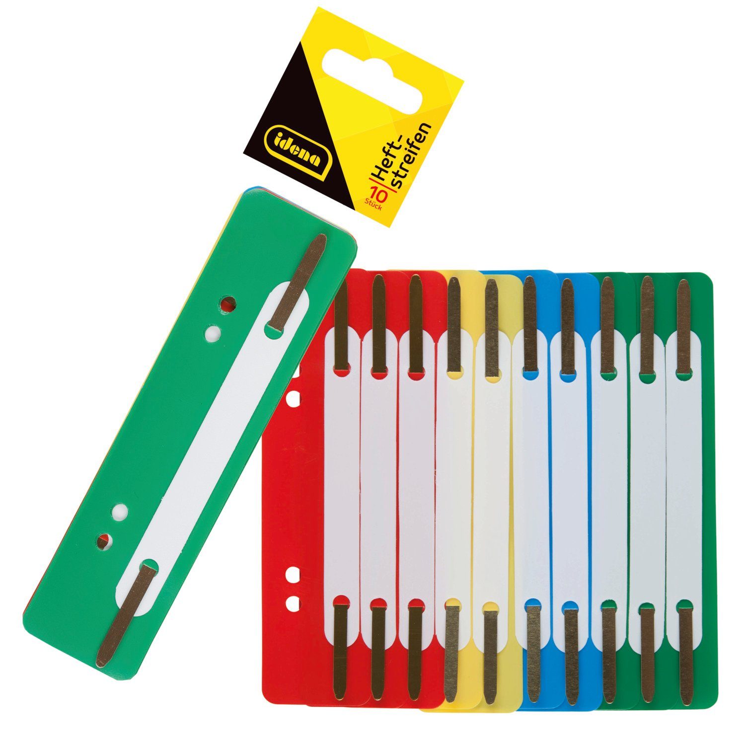 Idena Aktenordner Idena 300411 - Heftstreifen, 10 Stück, in 4 Farben, aus Kunststoff