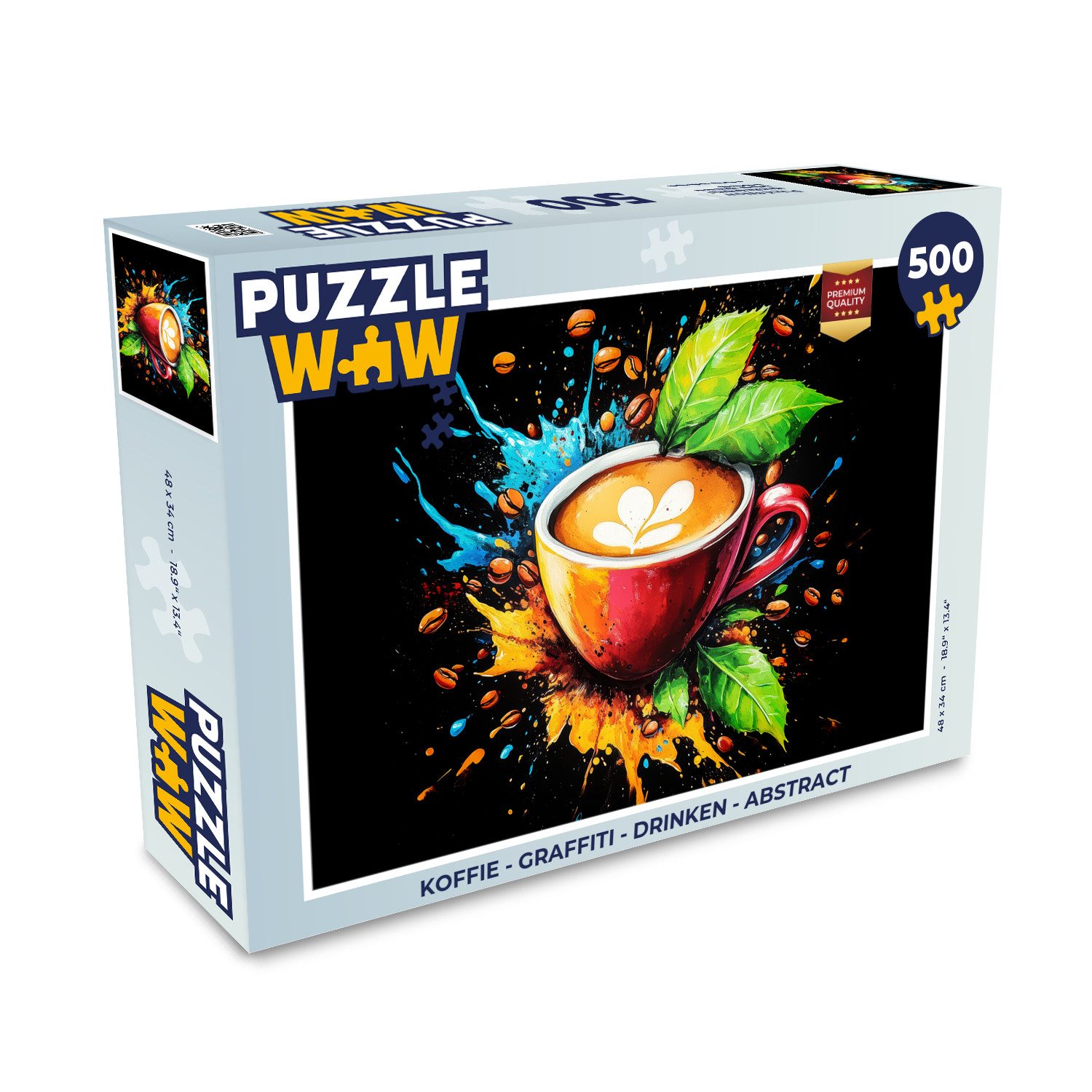 MuchoWow Puzzle Kaffee - Graffiti - Trinken - Abstrakt, 500 Puzzleteile, Foto-Puzzle, Bilderrätsel, Puzzlespiele, Spielzeug
