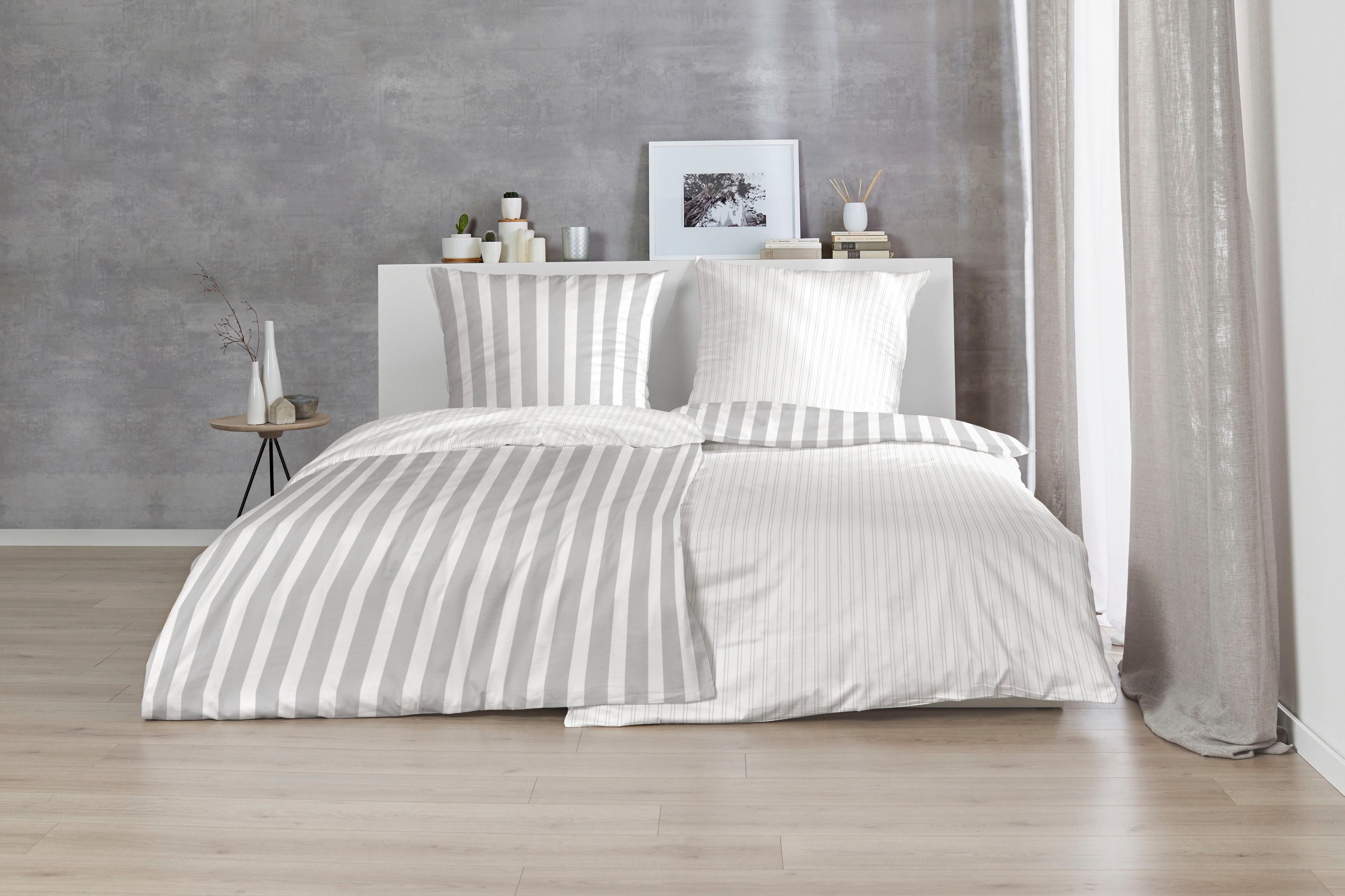 Primera Wendebettwäsche Delf, Perkal, 2 teilig, mit Streifen