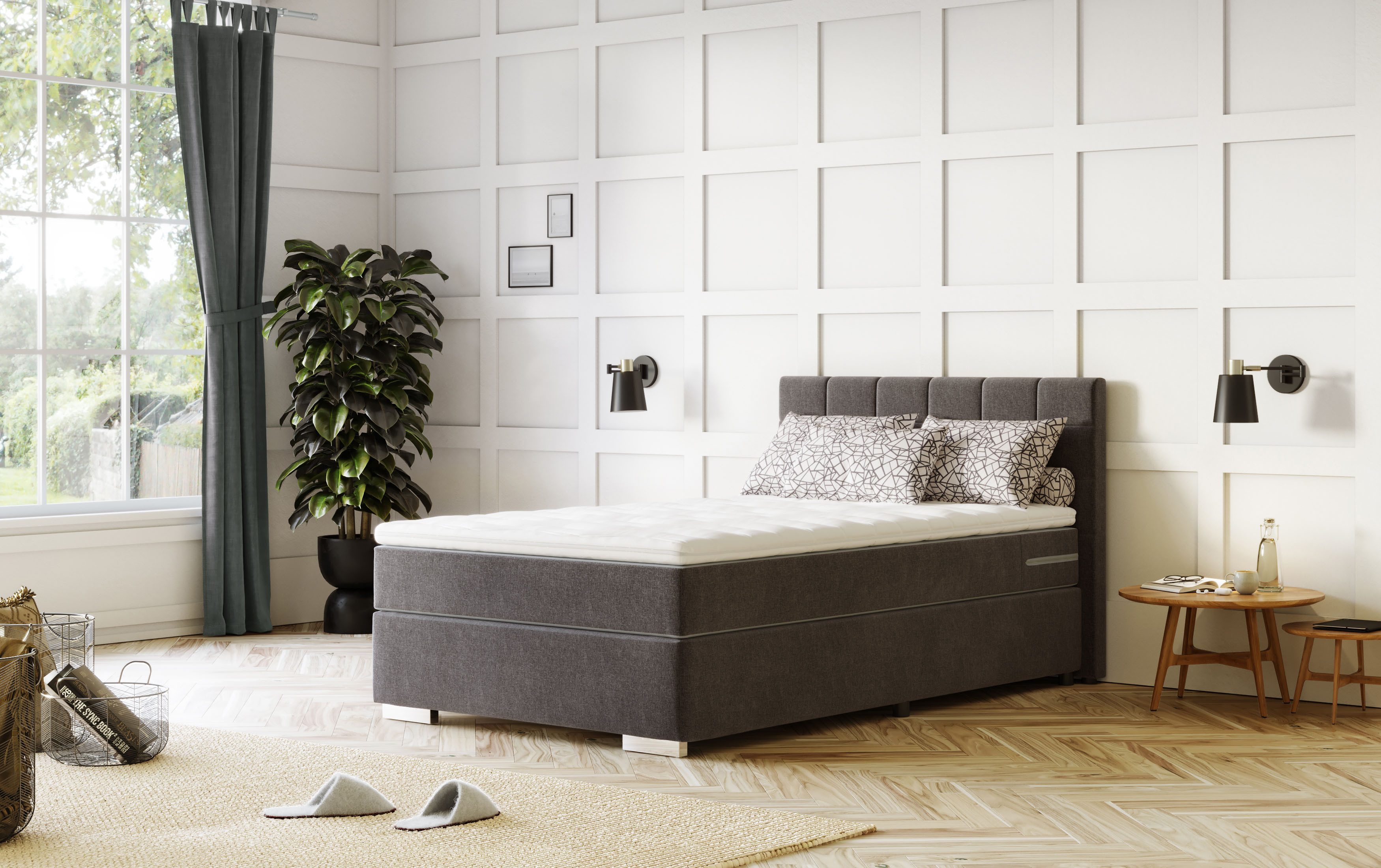 COTTA Boxspringbett Simba erhältlich in verschiedenen Breiten, Farben und Härtegraden, im Bezugsstoff: Karo
