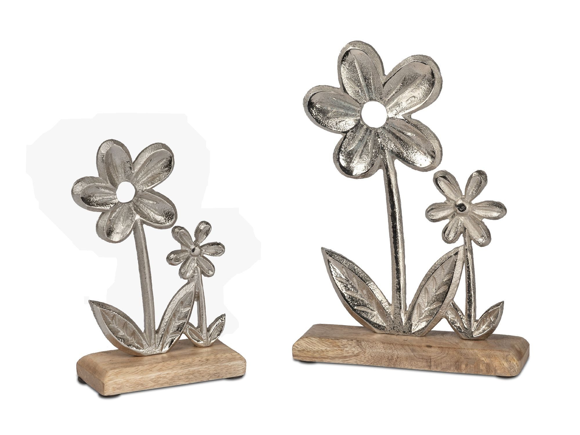 formano Dekofigur Alu Mangoholz, Auf Sockel, Braun, Motiv: Blume günstig online kaufen