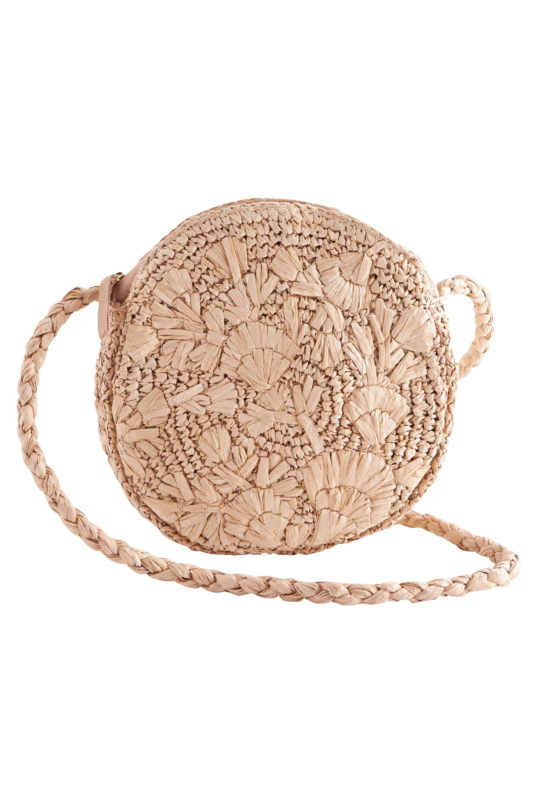 Umhängetasche Runde Umhängetasche aus Raffia