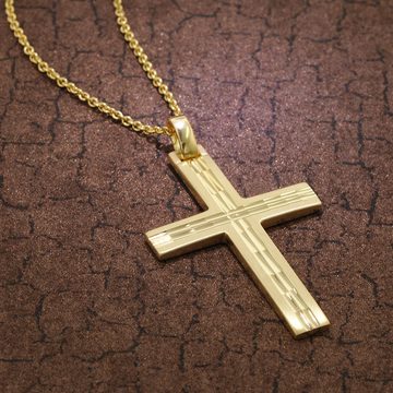 trendor Kette mit Anhänger mit Kreuz-Anhänger Gold auf Silber