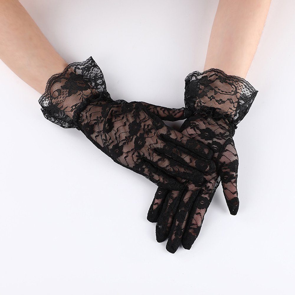 Lady Handschuhe Handschuh Spitzenhandschuhe,Mesh Abendhandschuhe SCHUTA Schwarz Bow Dekorative Braut