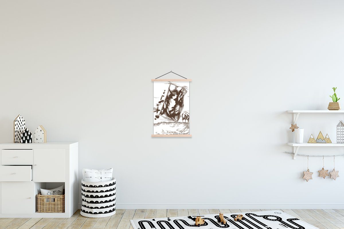 Posterleiste, - Poster (1 - Wohnzimmer, Bilderleiste, Strand, Textilposter Handtuch Magnetisch für Hausschuhe MuchoWow St),