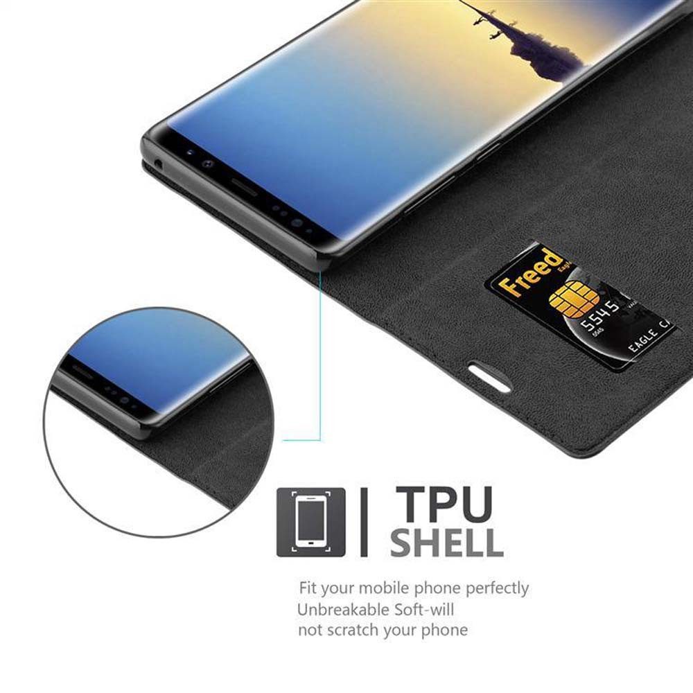 Cadorabo Handyhülle für Samsung Galaxy NOTE 8 Hülle Samsung Galaxy NOTE 8, Hülle Schutzhülle mit Standfunktion, Magnetverschluss und Kartenfach