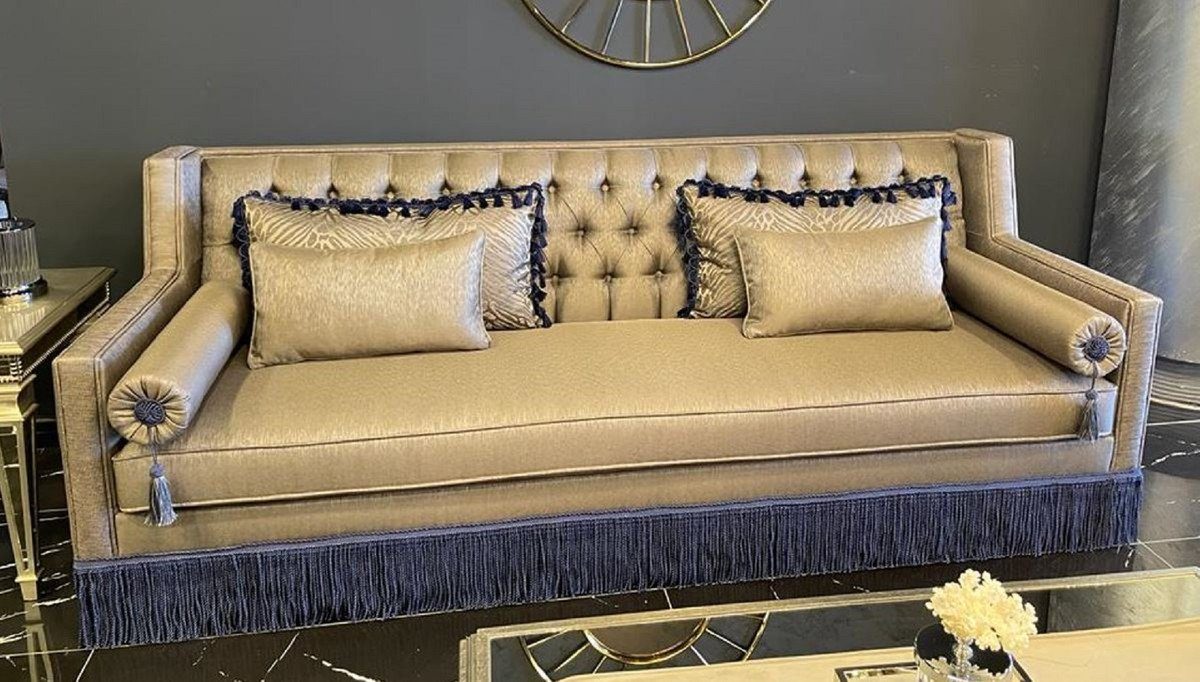 Handgefertigtes Luxus Sofa Gold Chesterfield-Sofa Wohnzimmer Luxus - Art Chesterfield / Sofa Deco - Wohnzimmer Padrino Möbel Deco Chesterfield Lila Casa Art Massivholz