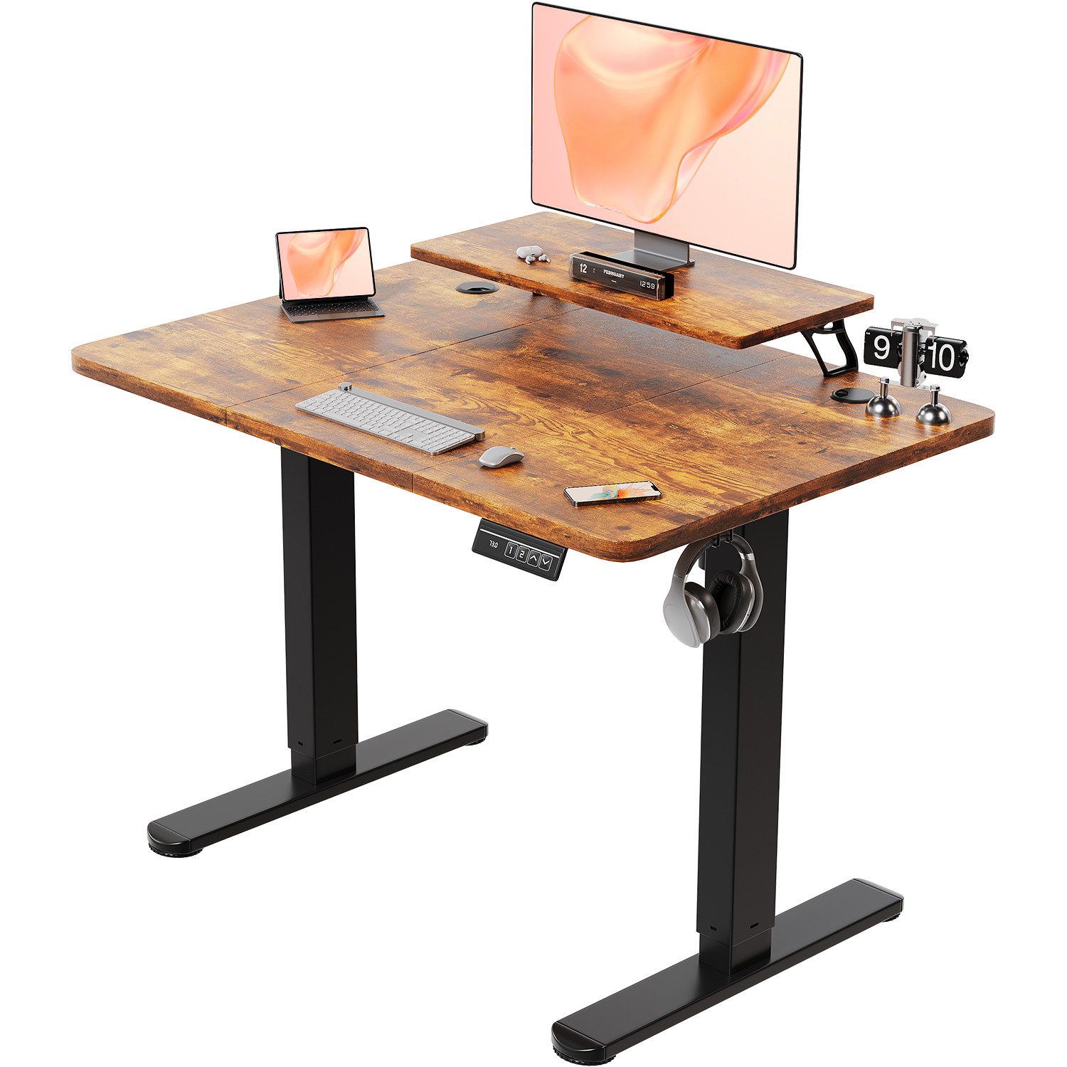 HOMALL Schreibtisch Höhenverstellbarer Schreibtisch mit Monitorständer 120/ günstig online kaufen