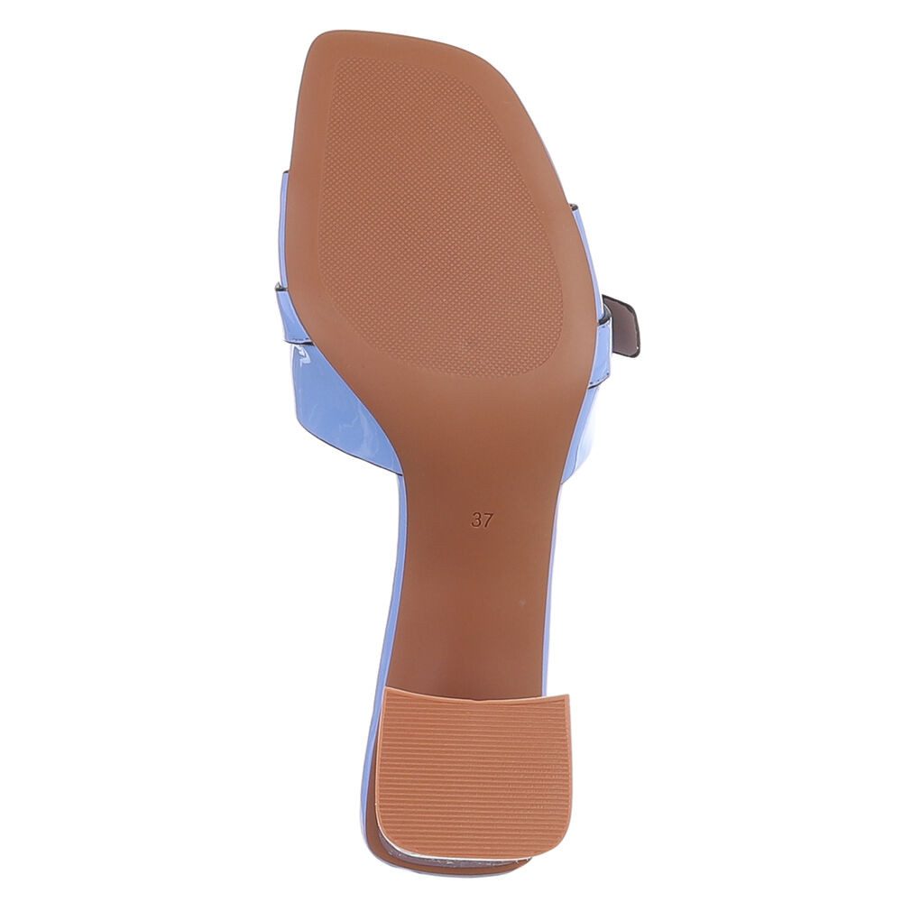 Ital-Design Damen Sandalette mit Blockabsatz und Schnalle Pantolette (92002598) Blockabsatz Pantoletten in Blau