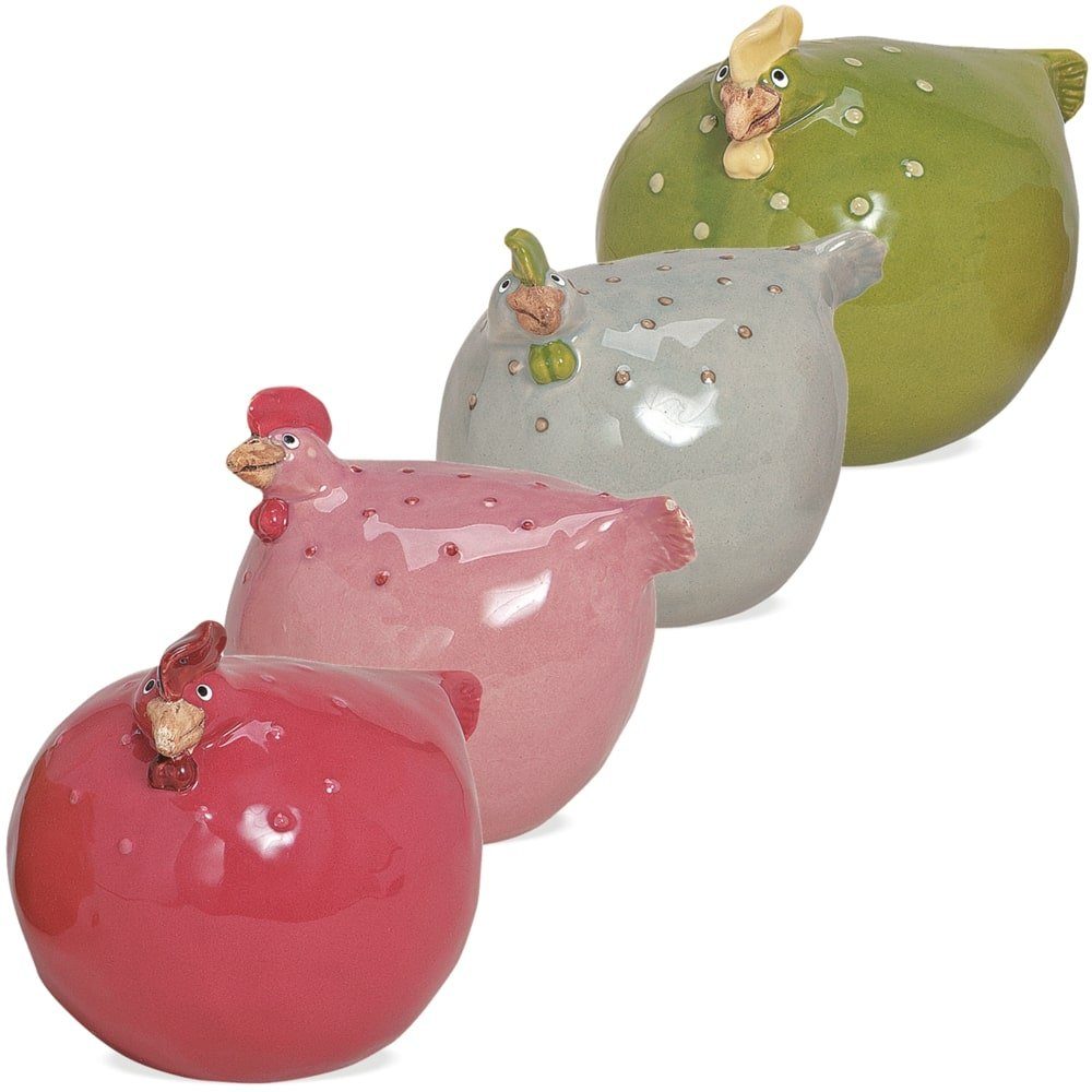 matches21 HOME & HOBBY Dekofigur Henne Hühner bunt 4er Set je 12 cm (4 St)