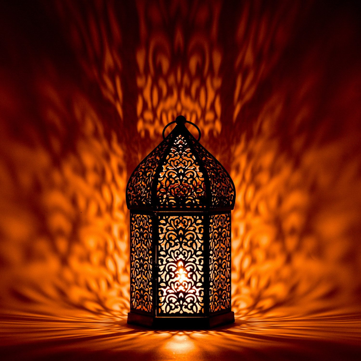 Marrakesch Orient & Mediterran Interior Teelichthalter Orientalische Laterne Yashar handgemacht aus Metall in Gold 27 cm hoch (1 St), Handarbeit