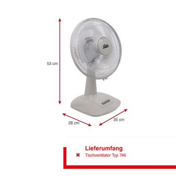 SOLIS OF SWITZERLAND Tischventilator Desk Fan, Typ 746, 45 W, 3 Stufen, Oszillationsfunktion, max. 54 dB