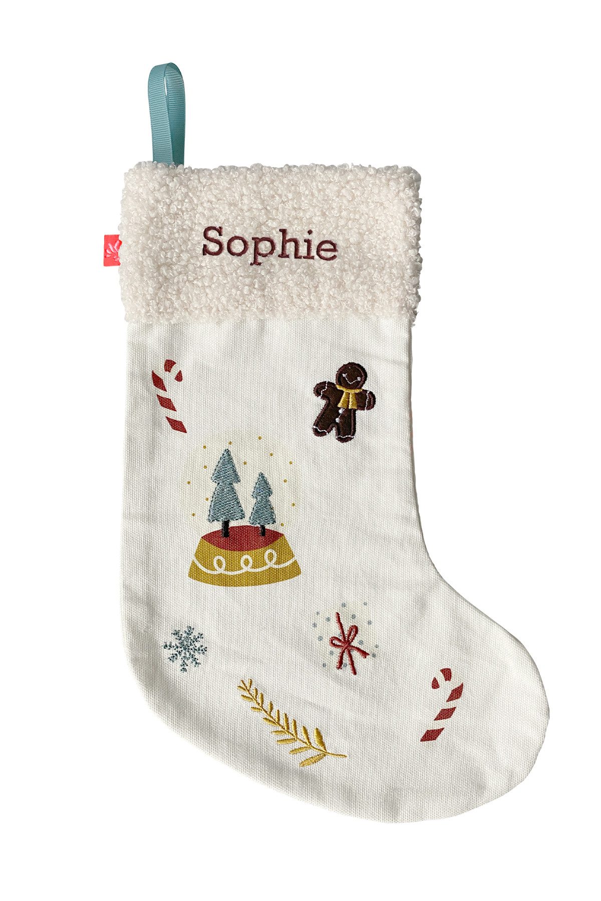 kikadu Nikolausstiefel 2201, Bio-Baumwolle, Nussknacker-Stickerei, für Nikolaus.