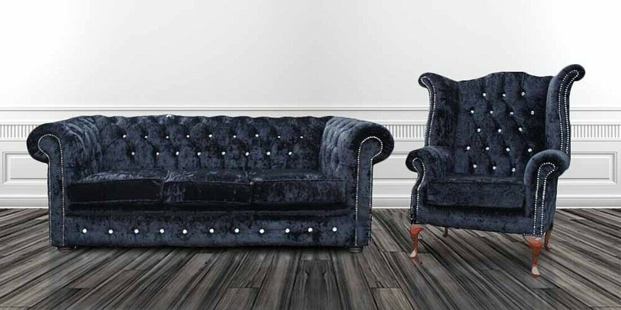 JVmoebel Chesterfield-Sofa, Sofagarnitur Chesterfield Polster Couch Sofa Leder Sitz Garnitur