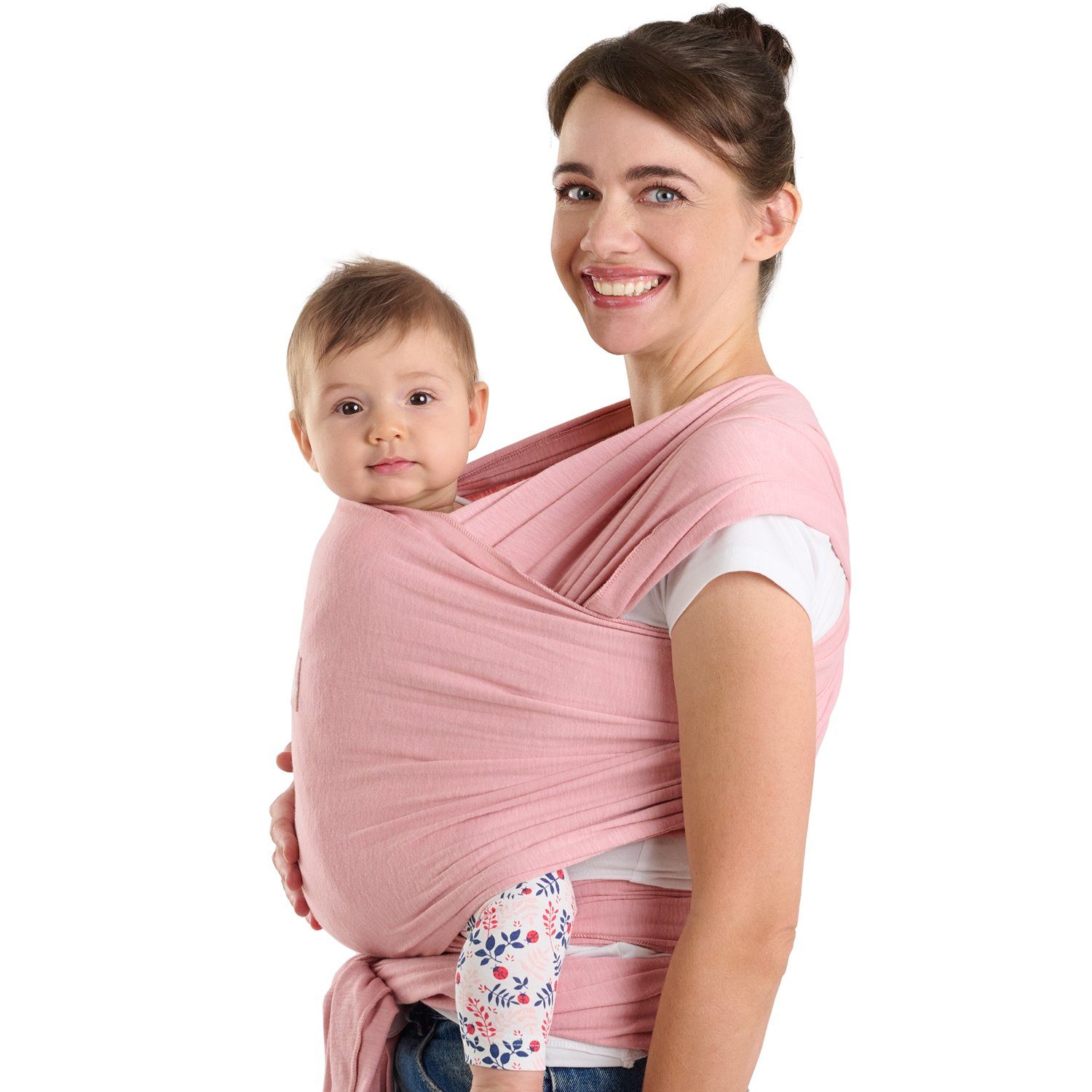 Laleni Tragetuch Babytragetuch für Neugeborene - 100% weiche Bio-Baumwolle, elastisch bis 16kg Rose